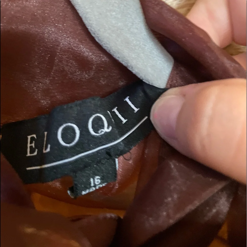 NWT Maroon Sheer Tie-Neck Blouse by Eloquii - Picture 2 of 3